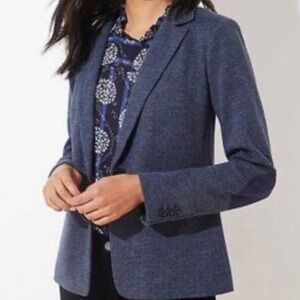 NWT LOFT Navy Herringbone Plaid 1 Button Blazer
